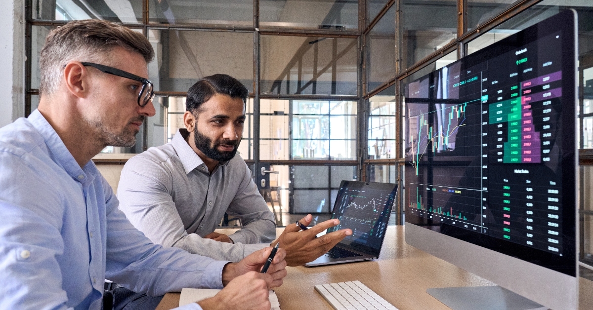 Men planning investments