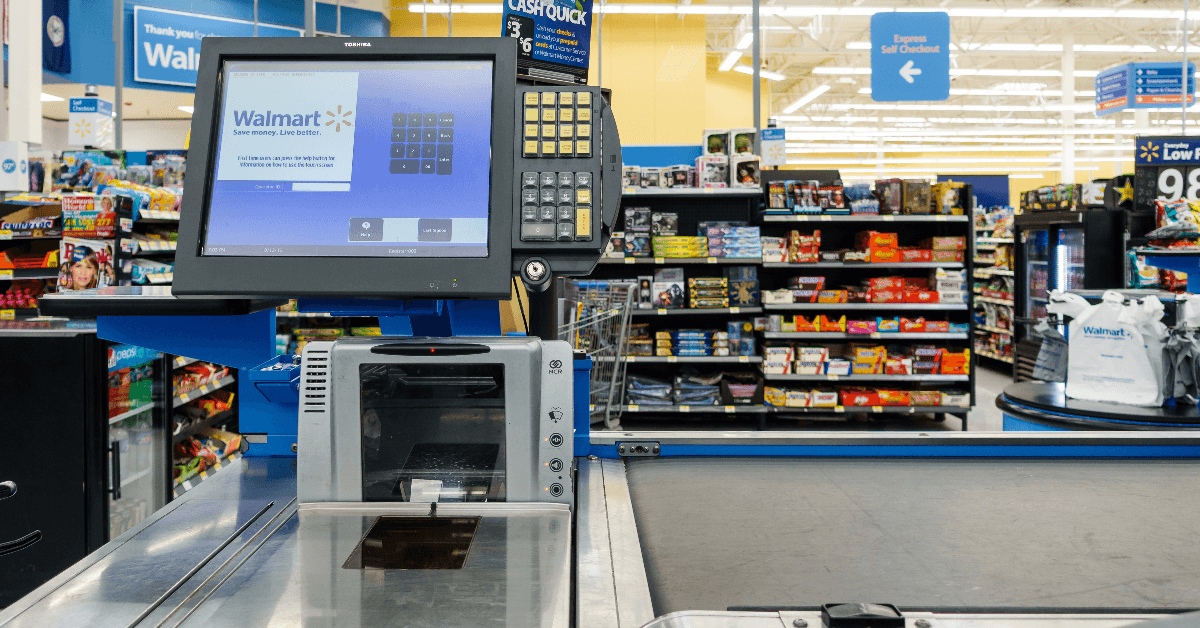 Empty till in a Walmart supermarket 