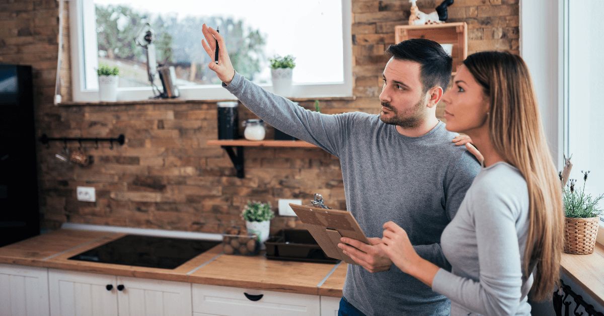 Couple planning home renovation