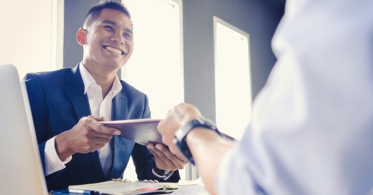 Man doing loan paperwork