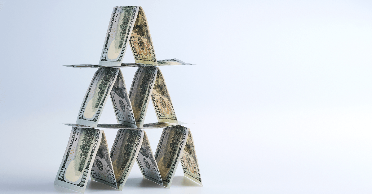 Ponzi scheme stack of dollar bills