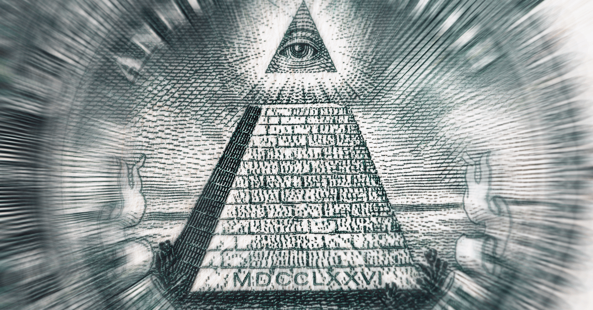 All Seeing Eye and Pyramid on USA dollar banknote