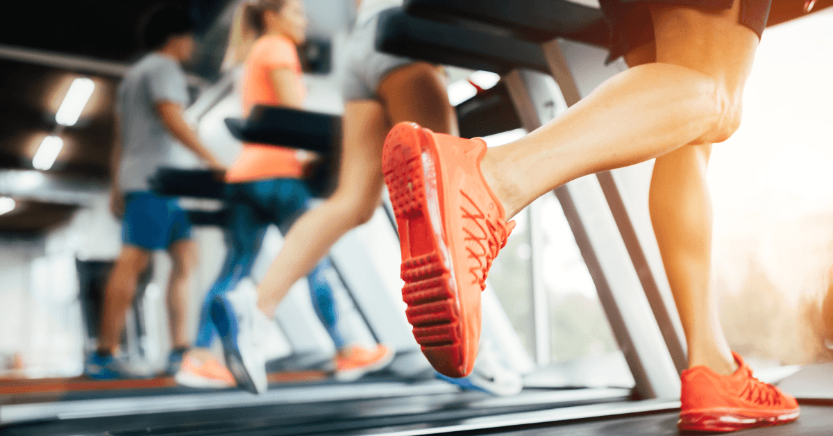 People running on treadmill