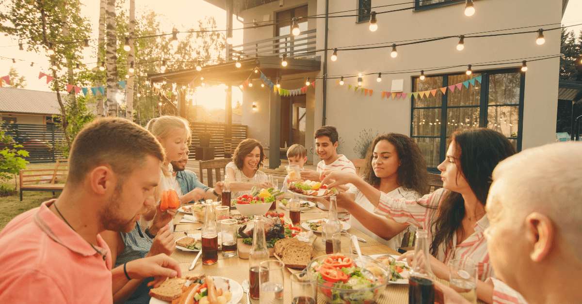 Dinner party with friends and family