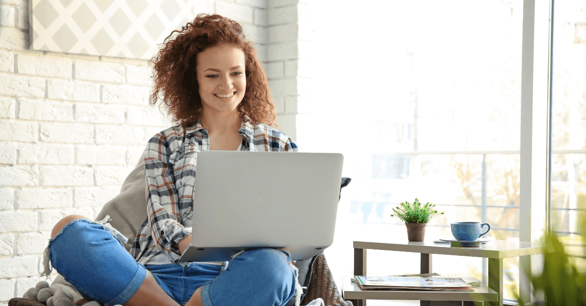 Woman using laptop