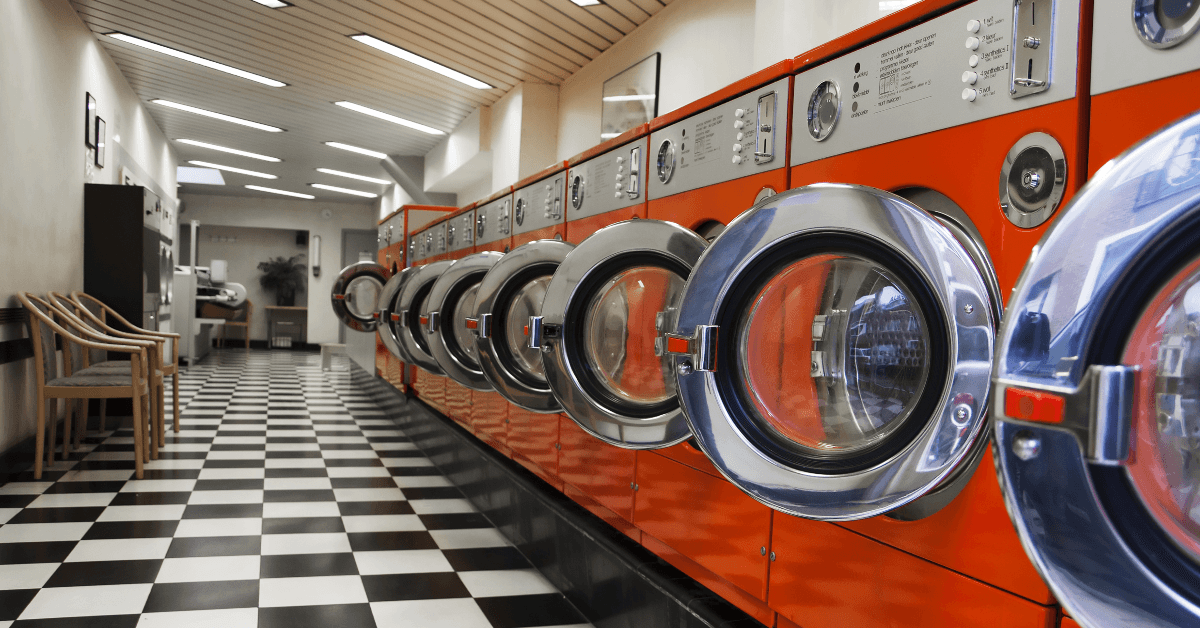 row of washing machines