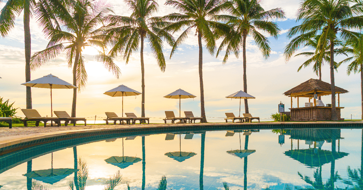 resort pool and palm trees