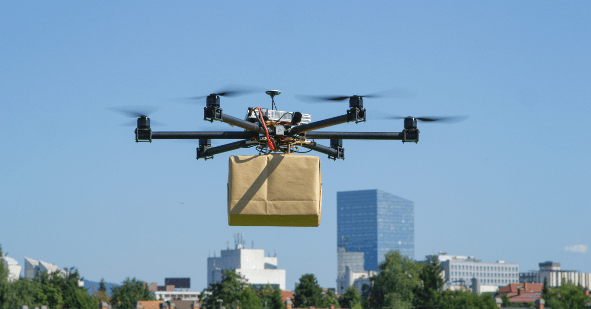 Drone delivering package
