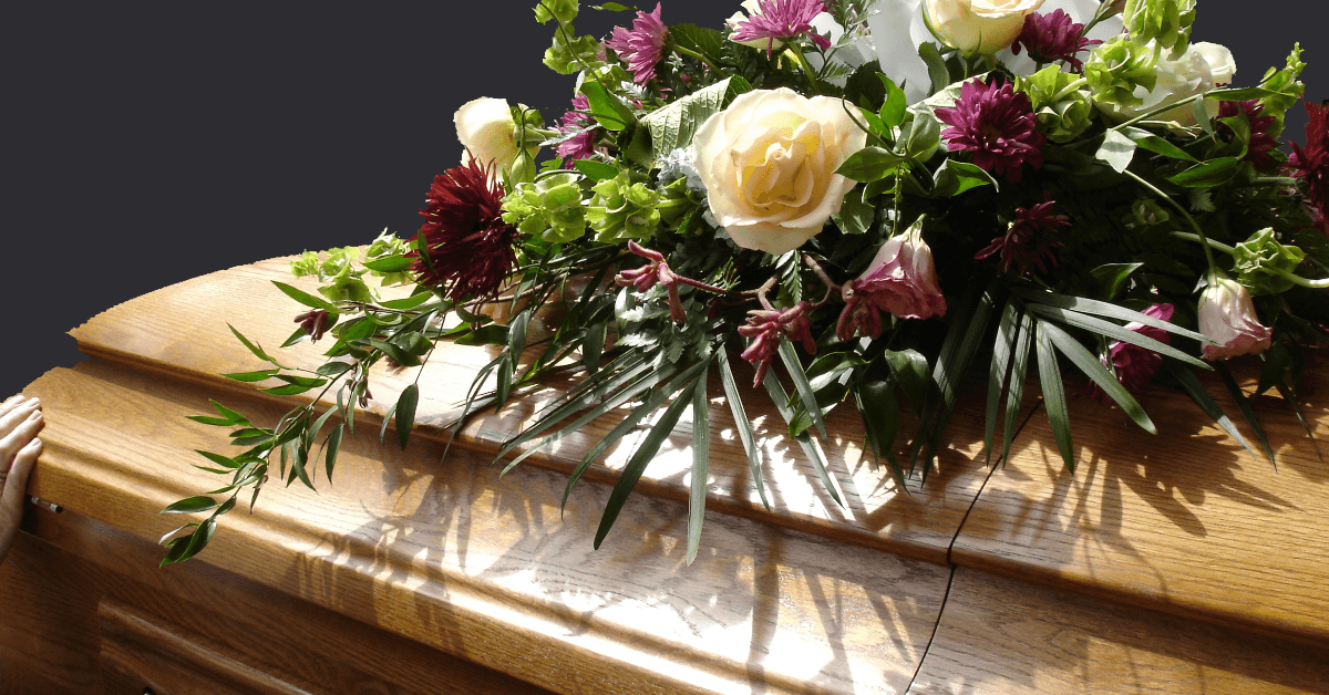 Casket with flowers