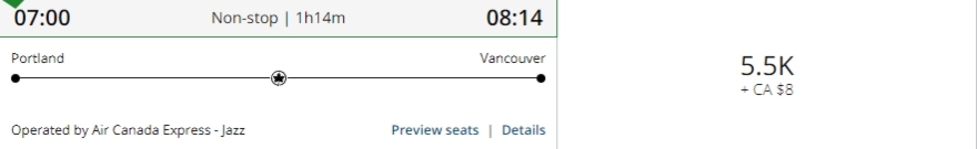 Air Canada website