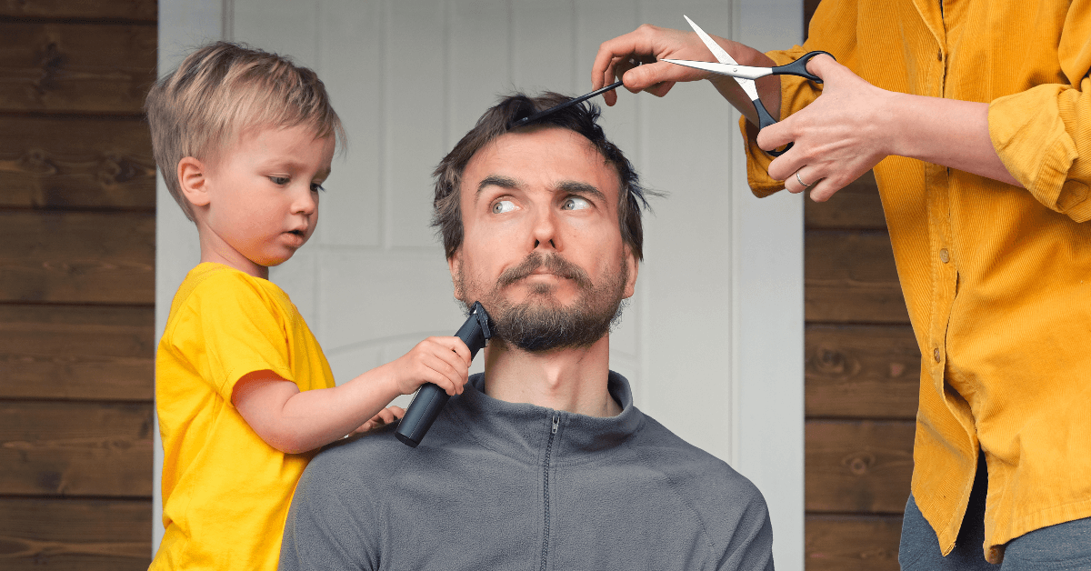 Man getting at-home haircut