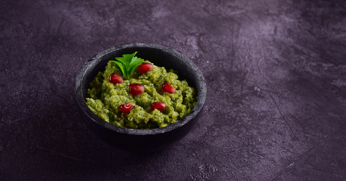 Bowl of pomegranate guacamole