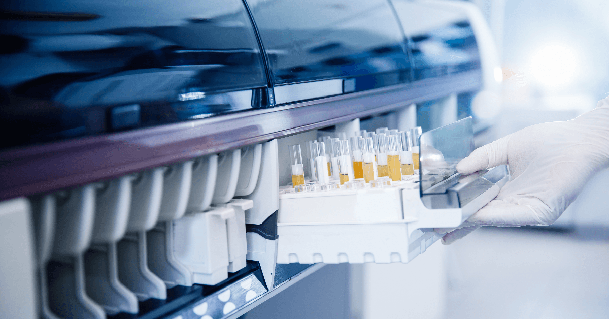 scientist working with robot laboratory medical equipment