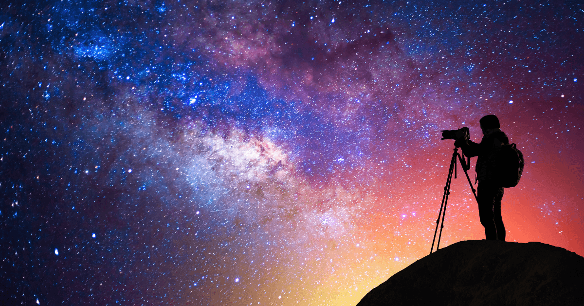 Astronomer stargazing