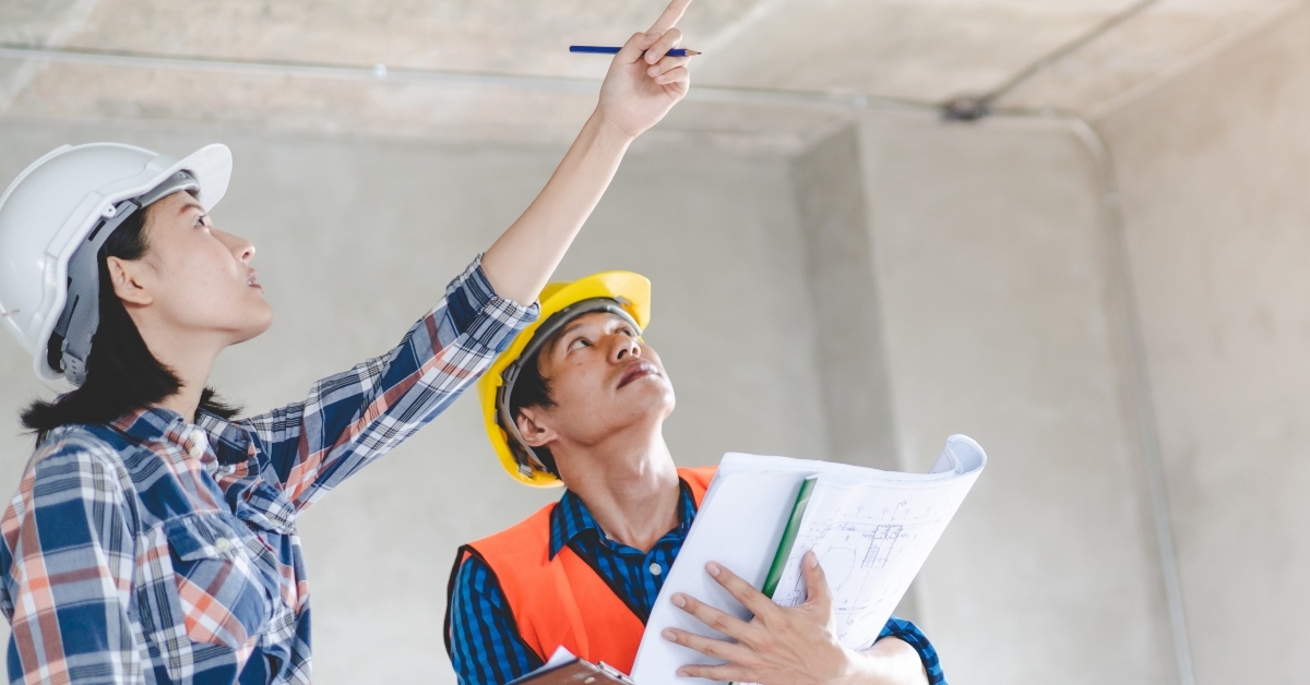 Man and woman working on home