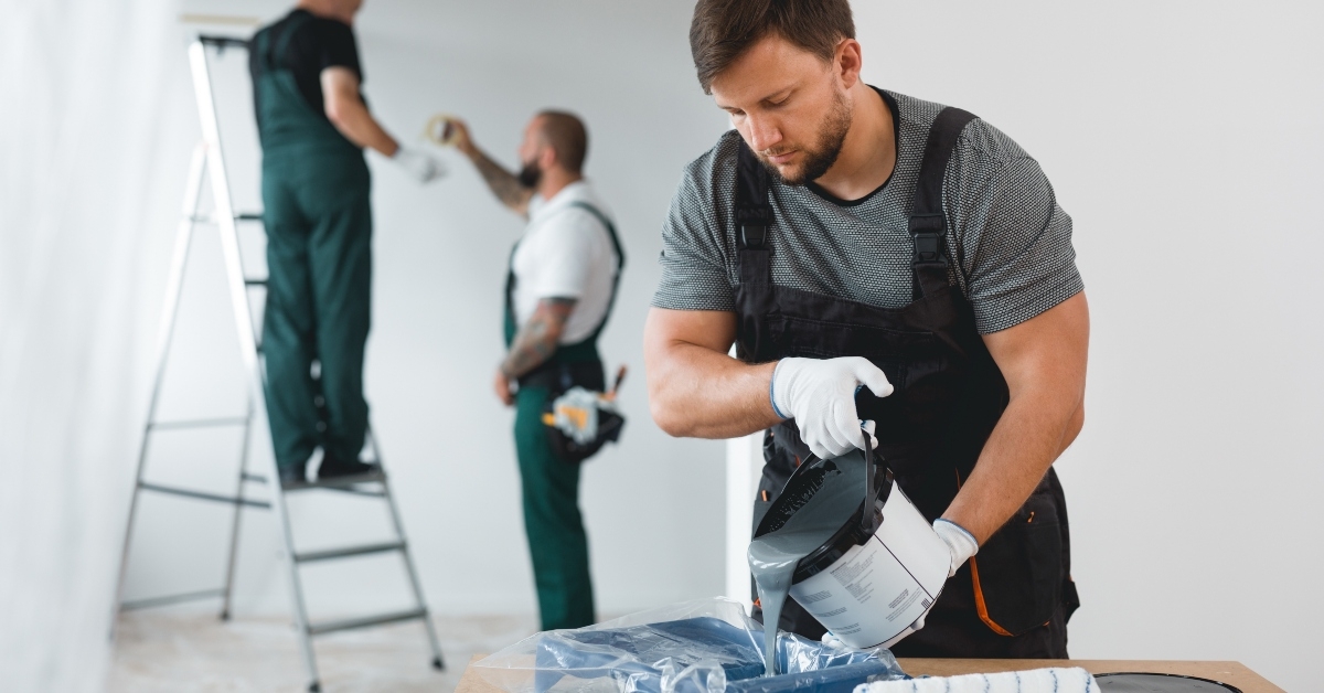Man preparing paint
