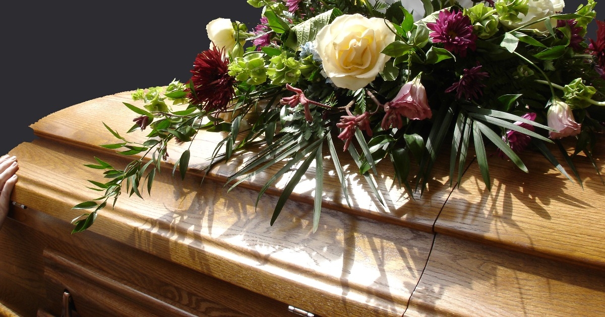 casket with flowers