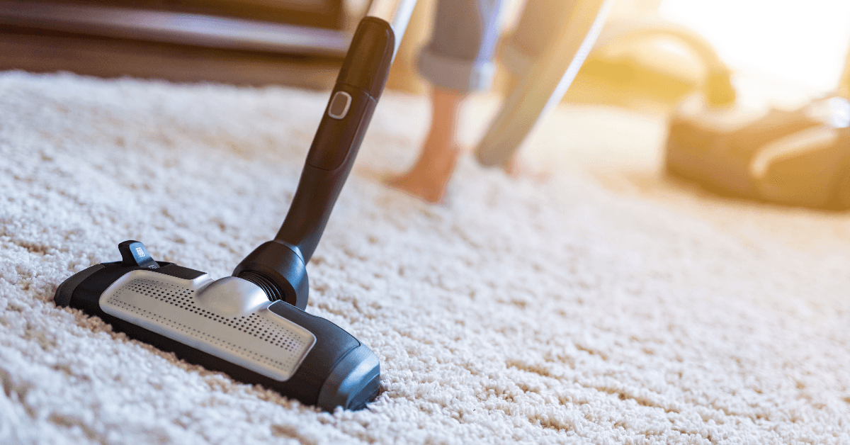Person vacuuming carpet