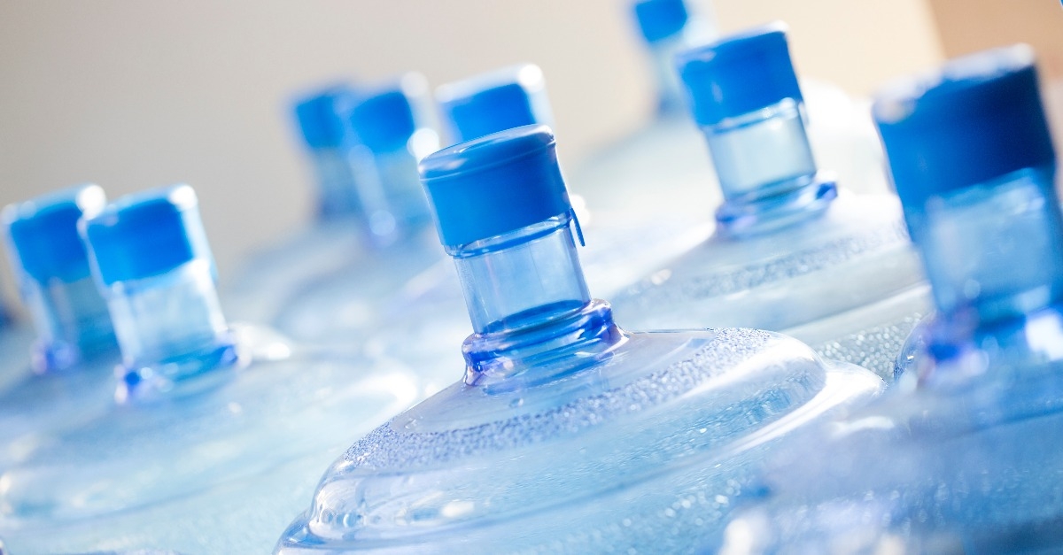 Closeup of big empty bottles of water