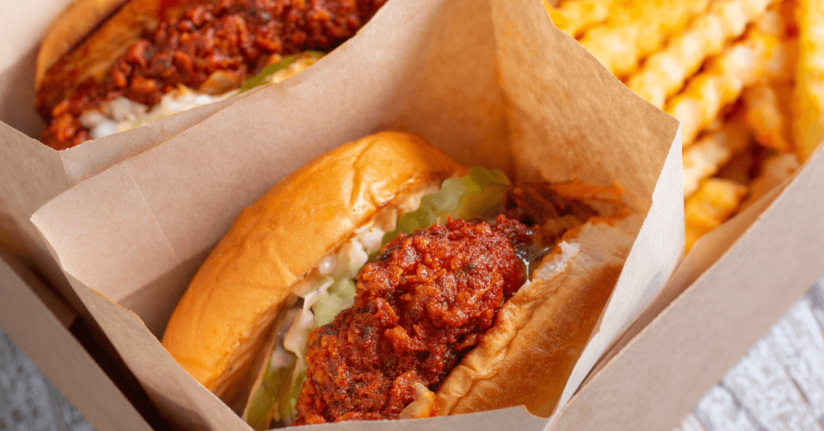 Spicy chicken sandwich and fries