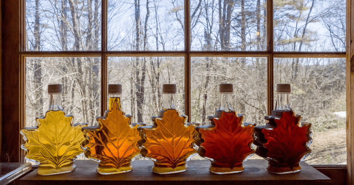 Jars of Vermont maple syrup