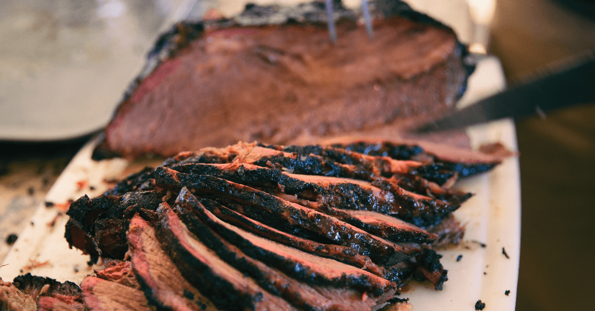 Slices of Texas brisket