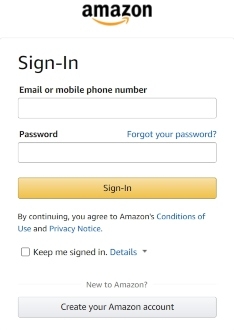 Amazon Prime email and password