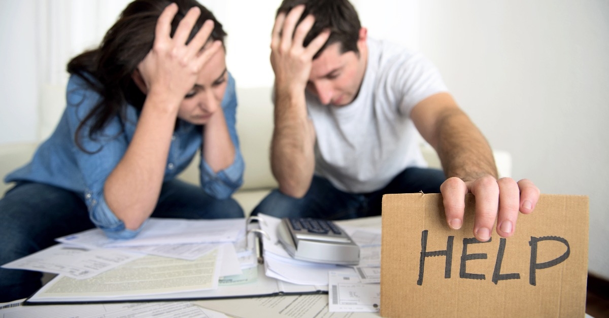 stressed couple in bad financial situation