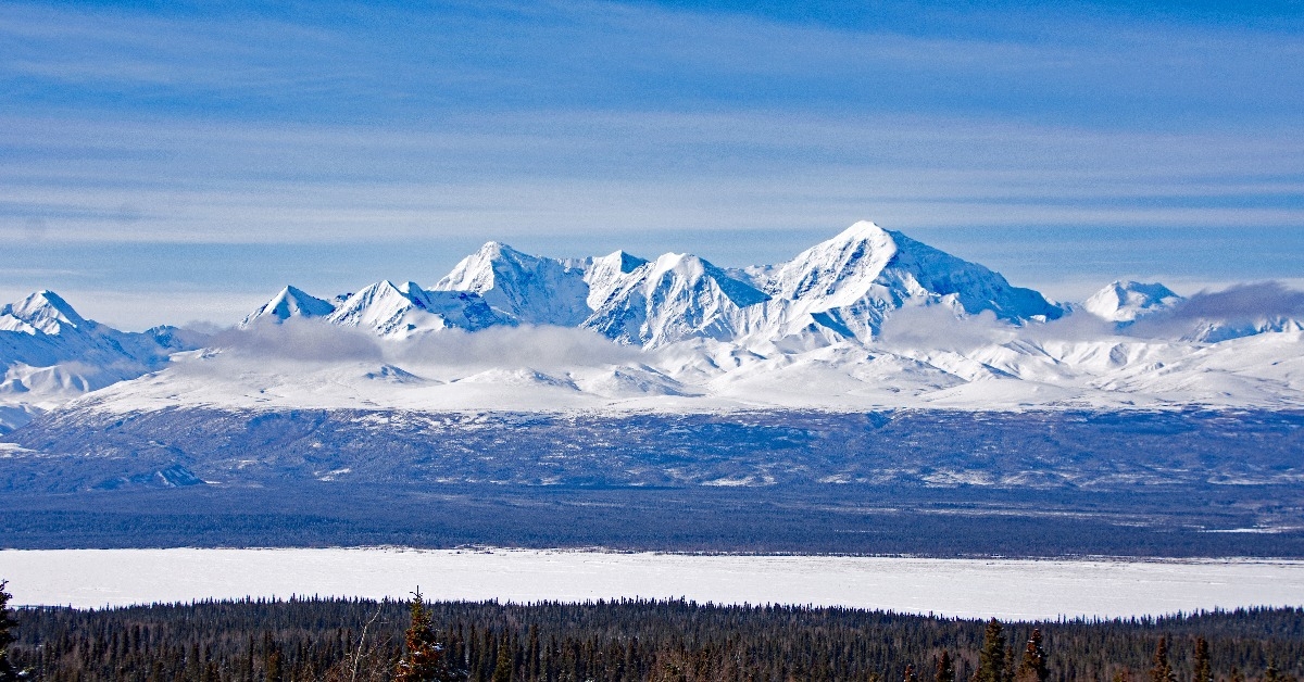Alaska mountain range in winter