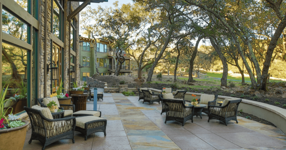 Retirement community back patio