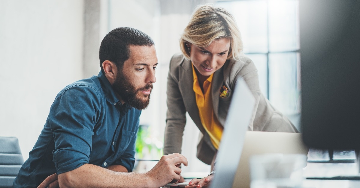 business people in trendy casual wear working together