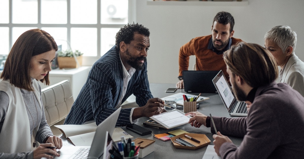 multiethnic group of businesspeople on a meeting