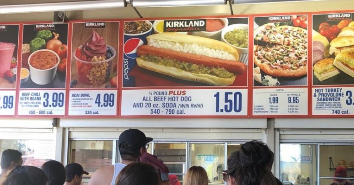 Costco hot dog combo sign