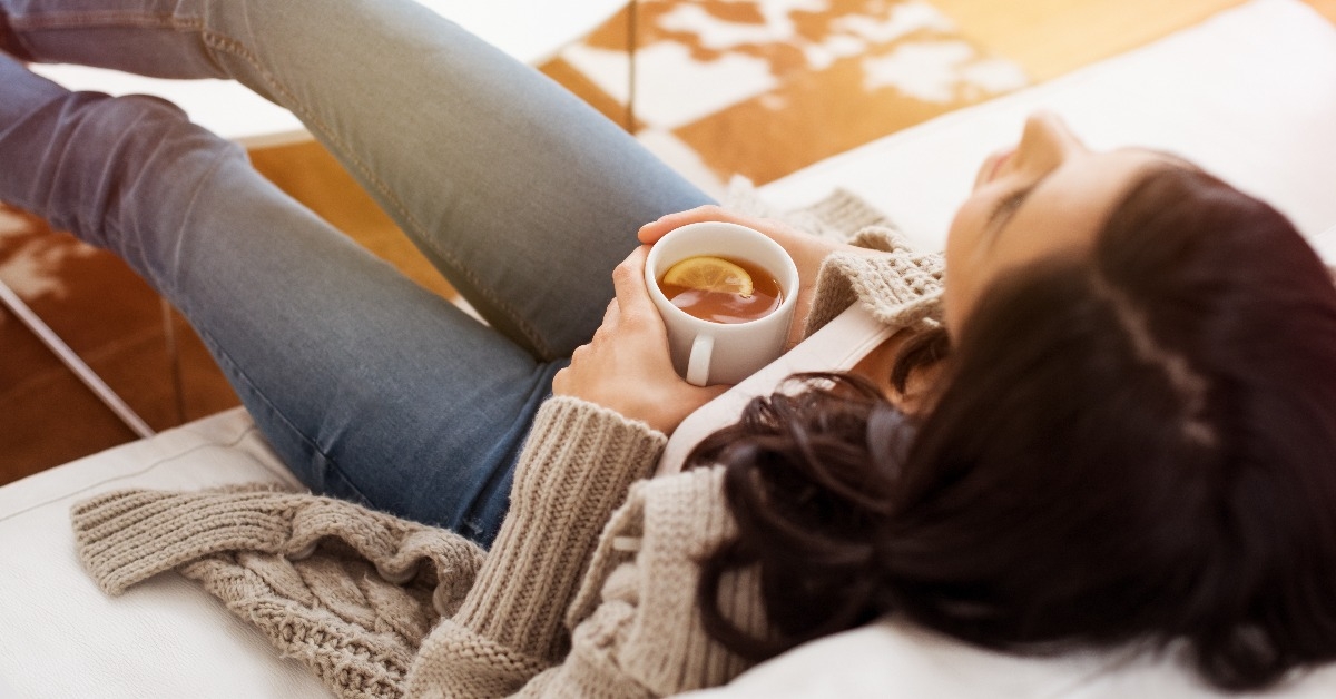 woman relaxing at home