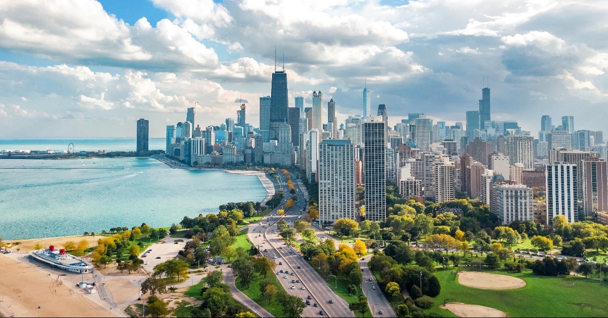 Chicago skyline aerial
