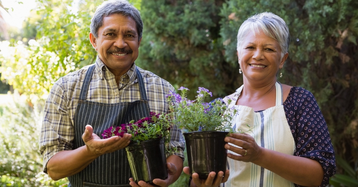 Couple gardening
