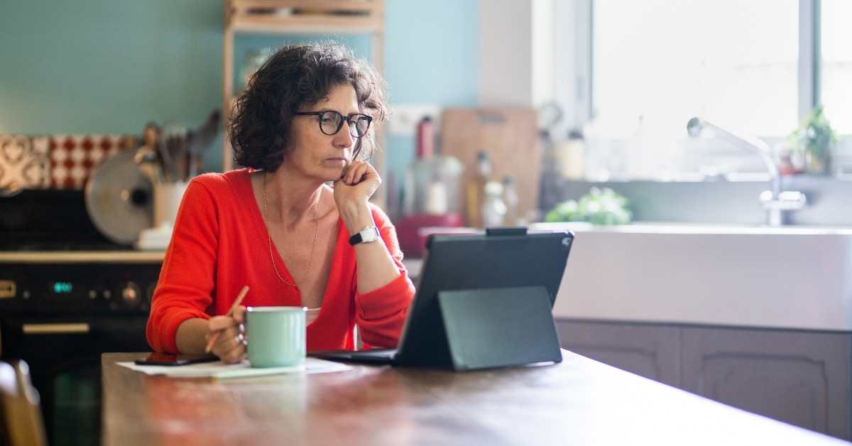 Woman working on tablet