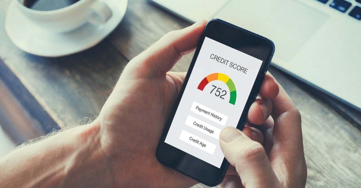 credit score on the screen of smart phone