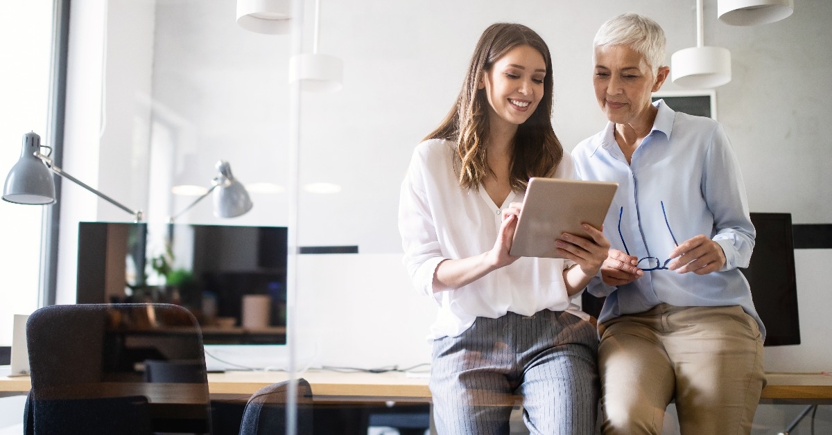 business people working and communicating in office together 