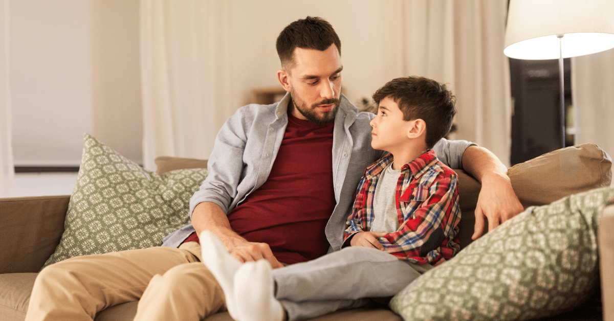 Dad talking to son