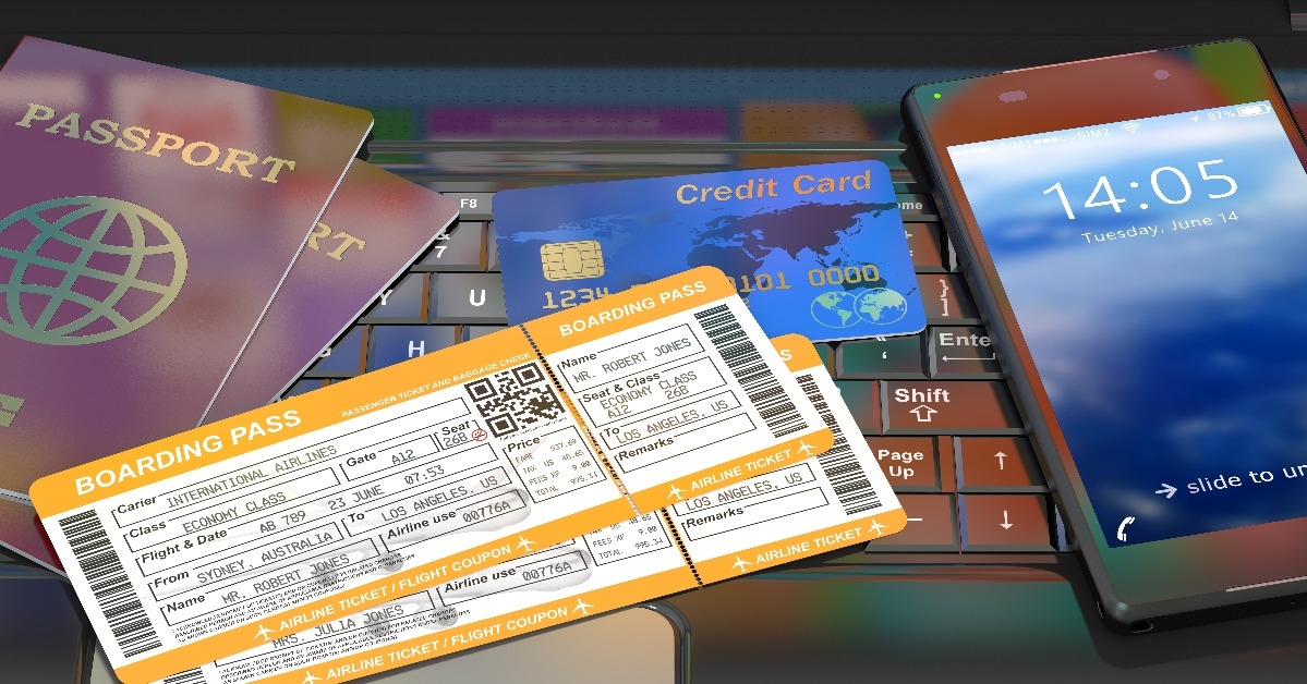 online travel tickets booking on laptop