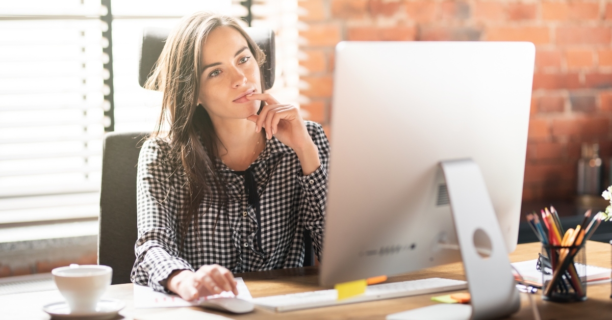 Woman looking at computer