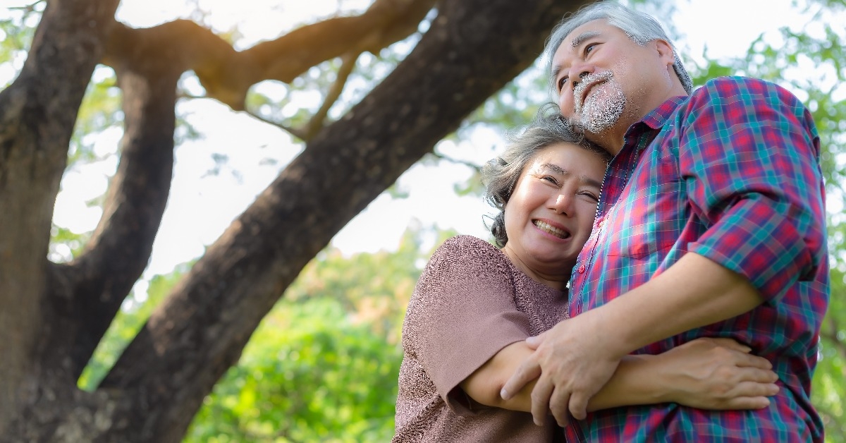 happy senior asian couple