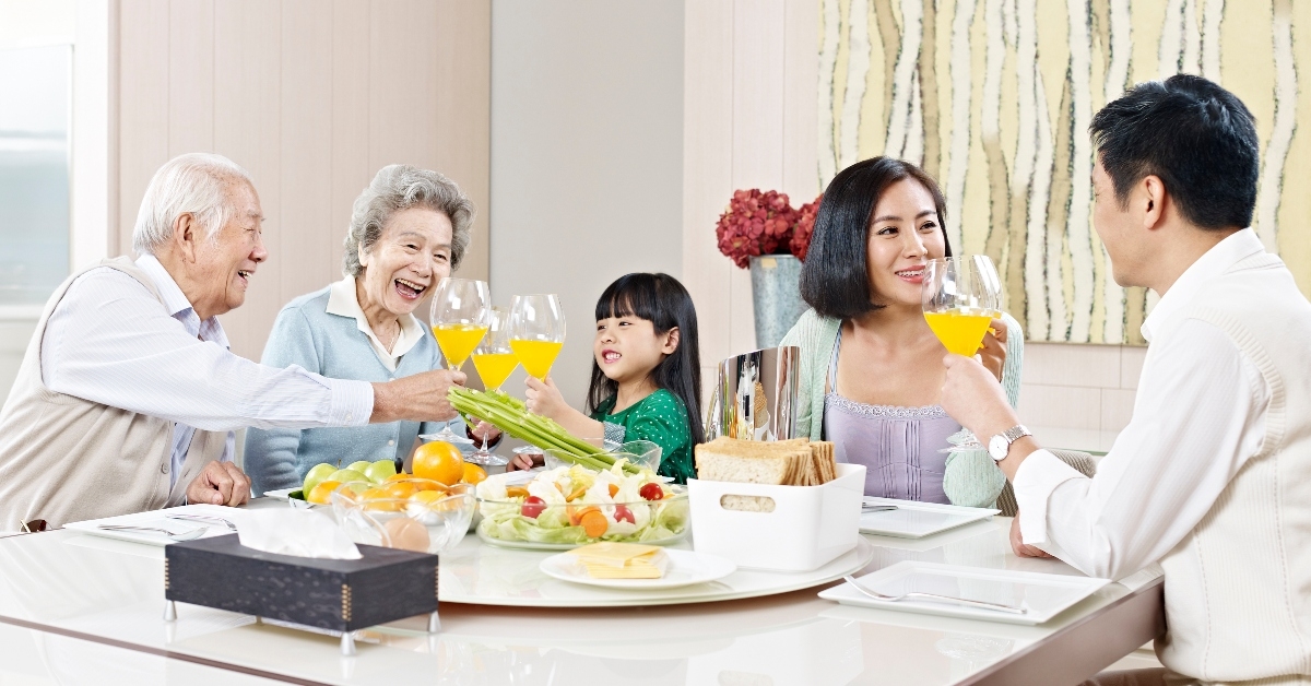 Happy family celebrating