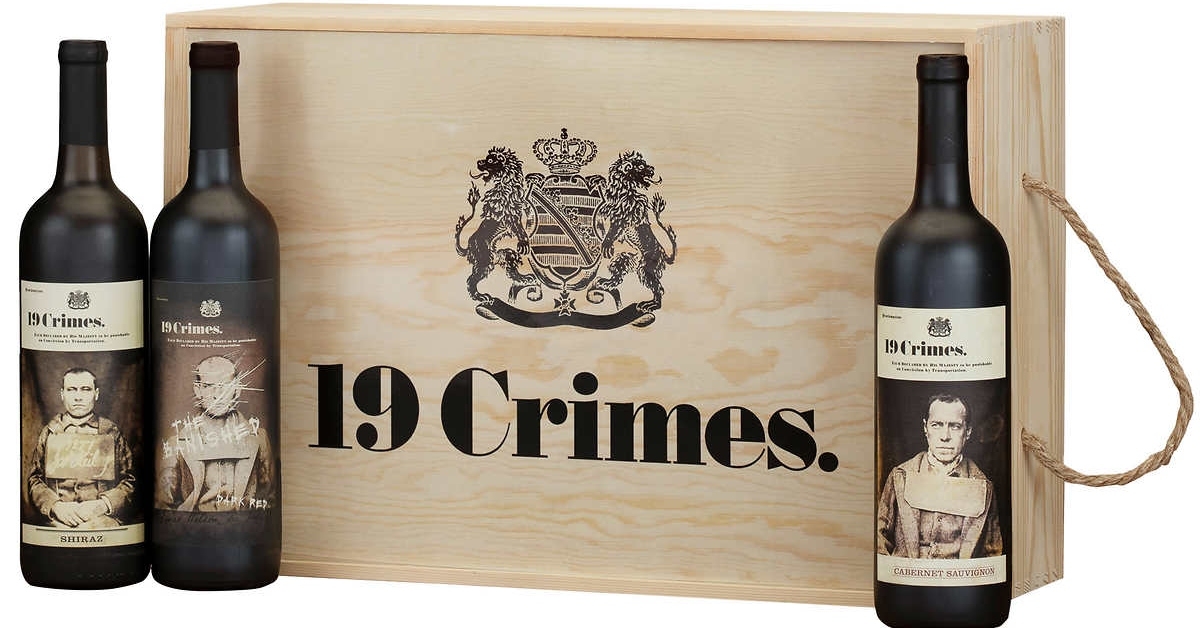 19 Crimes 3 bottle wine crate
