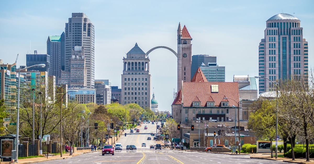Saint Louis Missouri downtown at daylight