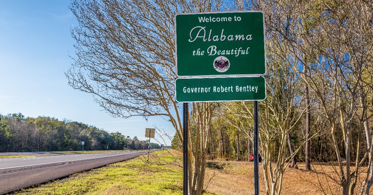 Welcome to Alabama road sign