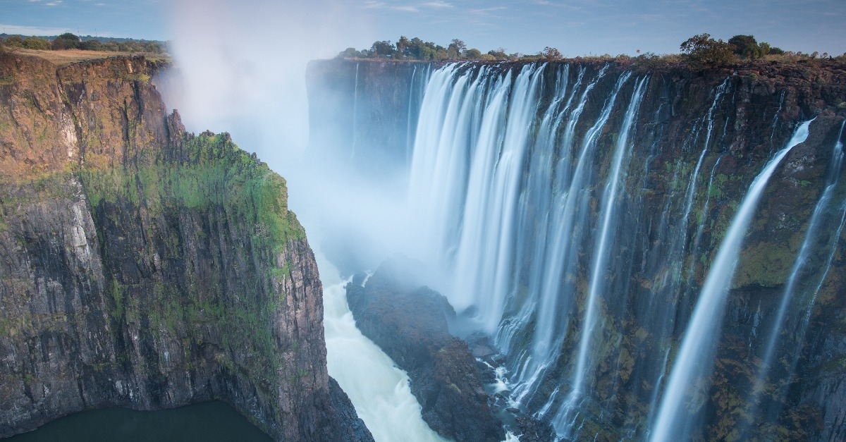 early morning at Victoria Falls from Zambia looking into Zimbabwe