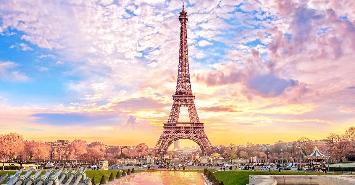 Eiffel Tower at sunset in Paris, France