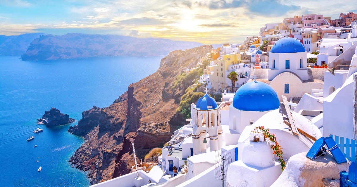 Beautiful Oia town on Santorini Island Greece